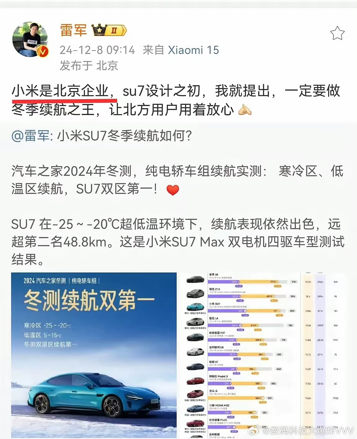 小米SU7供不应求 雷军：今天订小米汽车依然要排队六七个月